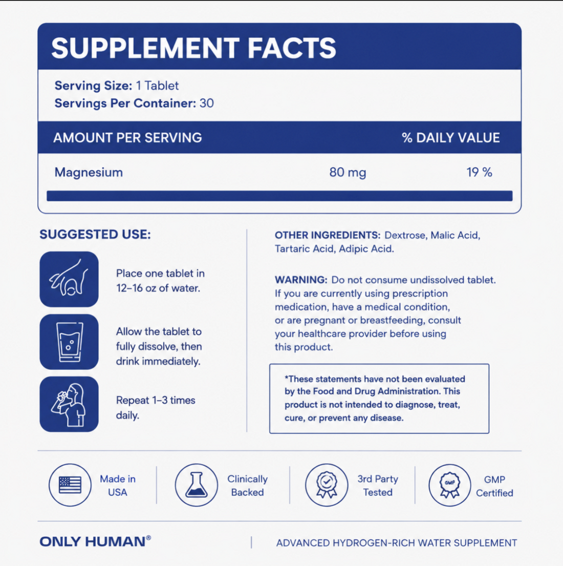 Molecular Hydrogen Tablets
