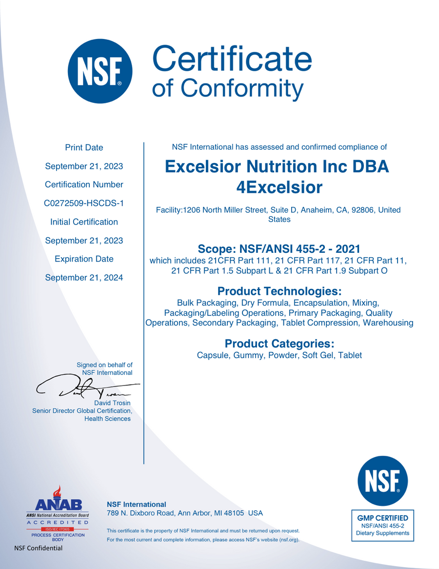 NSF GMP certificate preview